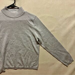 Pendleton Women's Grey Merino Wool Long Sleeve Mock Neck Sweater Sz Med Petite